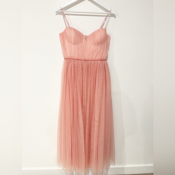 Sau Lee Revolve Selina Tulle Bustier Midi Ballerina Dress in Pink & Blush size 6 - Picture 3 of 7